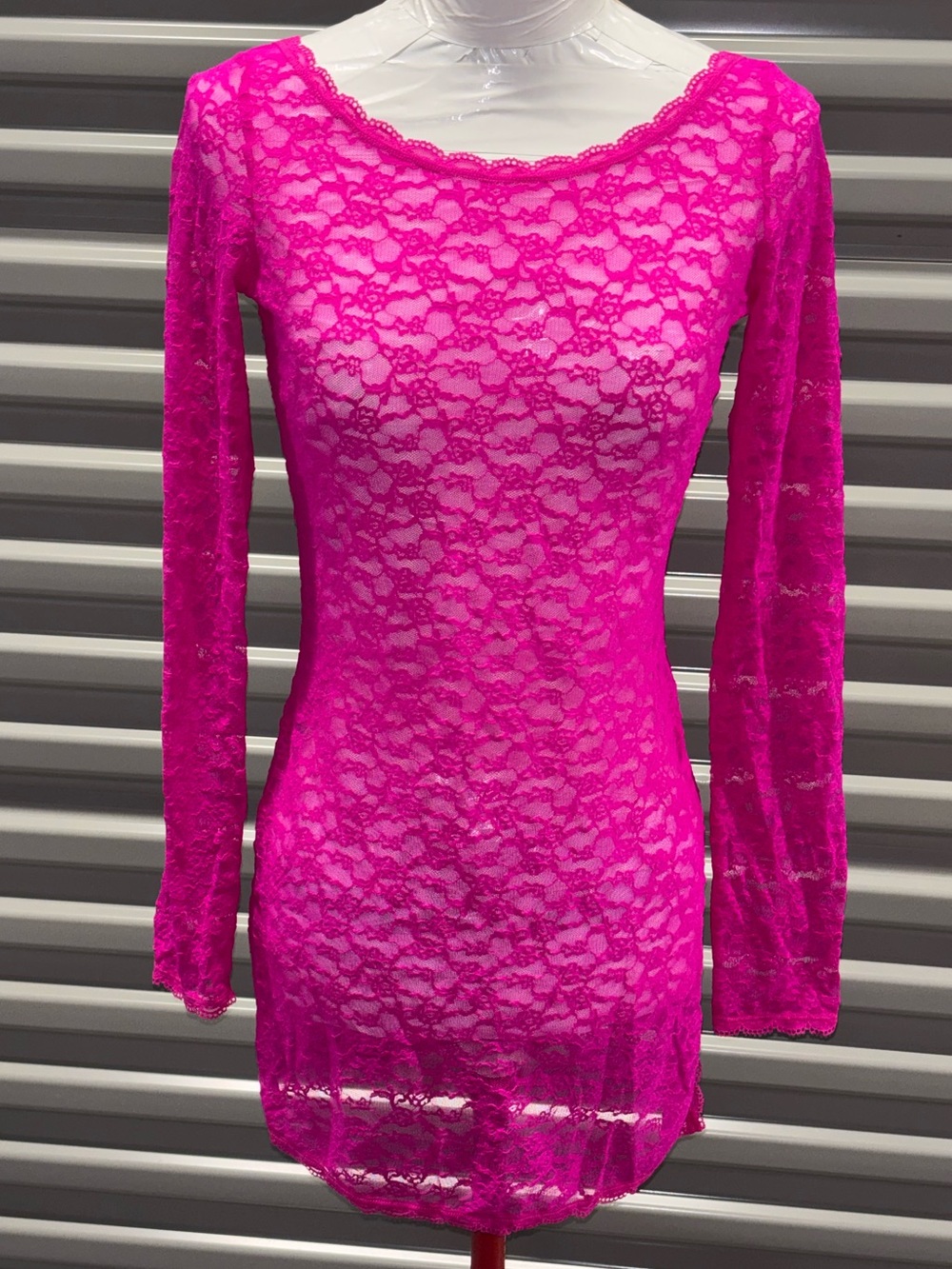 Victoria’s Secret Y2K hot pink coquette girl Full Lace midi night dress Sz.S
